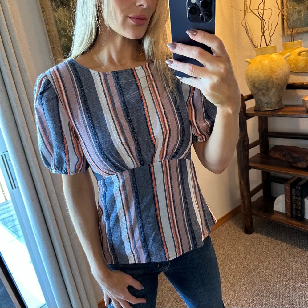 Orange Creek Multicolor Striped Blouse - Picture 4 of 11